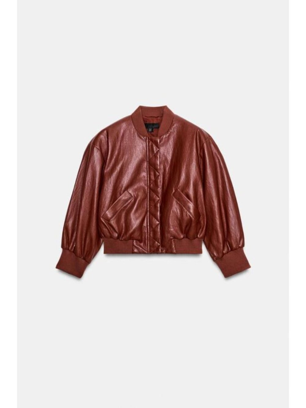 ZARA FAUX LEATHER BOMBER JACKET WITH SHOULDER PADS 6318/247/701